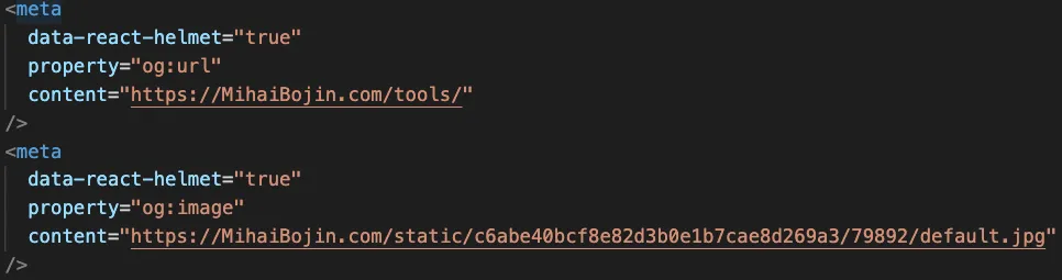 My site's markup included valid meta tags for cards Valid meta tags for social cards